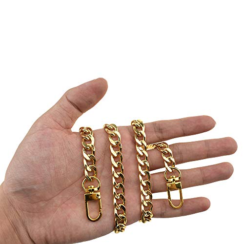 HAHIYO Purse Chain Strap 23.6 inches Yellow Gold for Shoulder Cross Body Sling Handbag Clutch Replacement Strap Comfortable Flat 0.4" Wide 2.4mm Thick Metal 1 Pack - size: Yellow Gold 23.6 inches