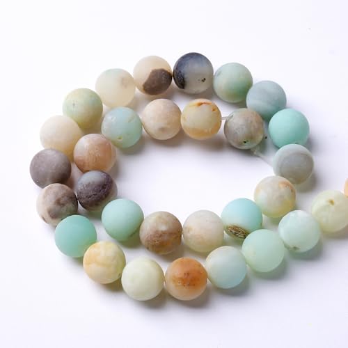 10mm 38pcs Frosted Amazonite Natural Stone Round Loose Beads for Jewelry Making DIY Bracelet Necklace - color: Frosted Amazonite, size: 10mm