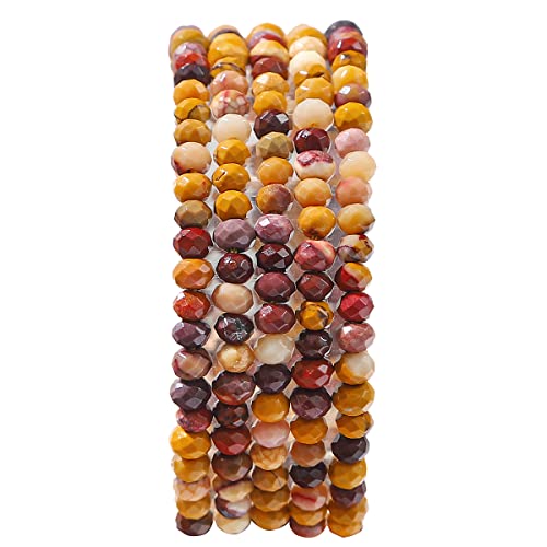 BEADIA Natural Mookaite Jasper Beads 4x2mm 120pcs Faceted Rondelle Loose Semi Gemstone Beads for Jewelry Making Design - color: Mookaite Jasper