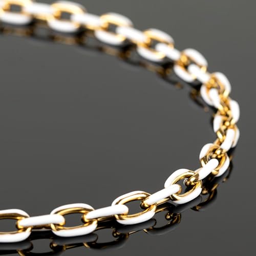 UMAOKANG 2 Meters White Enamel Jewelry Chains Bulk Gold Plated Stainless Steel Chains for Jewelry Making Oil Drip Craft Chain Roll - color: White