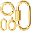 4 Pcs Locking Carabiner Small, Oval Jewelry Carabiner, Silver Carabiner Clasp, Metal Carabiner Necklace for DIY Necklace Bracelets Jewelry Making Hook (Gold, 4 Styles) - color: 4 Pcs-Gold, Style2, Style3, Style4, Style5