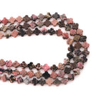 8mm Natural Rhodonite Gemstone Faceted Clovers Beads Four-Leaf Spacer Loose Beads for DIY Jewelry Making Beads - color: Rhodonite