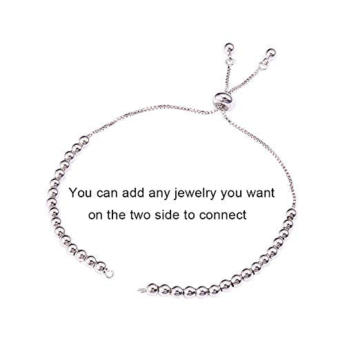 DanLingJewelry 10pcs Adjustable Slider Bracelet Slider Extender Chains Friendship Bracelets with Round Beads for Jewelry Making DIY 9 Inches(246mm) PP - color: StyleⅧ-10 pcs-Platinum