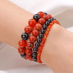 Vinswet 4pcs Beaded Bracelets for Women,Natural Healing Crystal Gemstones Bracelet,Anxiety Stress Relief Bracelet Handmade purple Jewelry Gifts for Women - color: Red agate&Black obsidian&Red Jasper