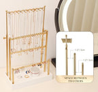 Tirzah 3-Tier Adjustable Earring Necklace Holder Organizer Stand, Gold Jewelry Display Tree with 105 Slots, 10 Double-Sided Hooks, White Tray for Women, Girls - color: Gold & White, for Necklace Earring