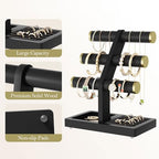 SRIWATANA 1 Bracelet Holder, Jewelry Display Stand Birthday Mother's Day Christmas Wood Solid Wood Classic Design Non-Slip Pad Metal End Cap Keeps Jewelry Secure T-Bar Organizer for Bracelets - Black - color: Black