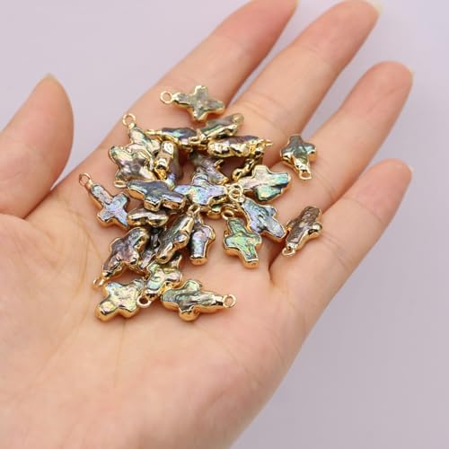 10PCS Natural Pearl Pendants Irregular Multiple Shapes Cultured Freshwater Baroque Pearl Charms for Jewelry Making Gift - color: 17x9mm