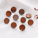 DoreenBeads 30Pcs Natural Wooden Stud Earrings Posts with Loop for Jewelry Making- 15mm Round Wood Earring Posts with Ear Backs for Women Girls DIY Earring Making Personalized Jewelry Findings - color: Round