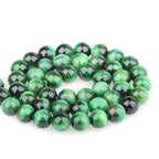 Bymitel 90 pcs Round Loose Stone Beads Gemstone Spacers for Charm DIY Jewelry Making 15.5" per Strand 4mm (Green Tiger's Eye, 4mm) - color: Green Tiger's Eye, size: 4mm
