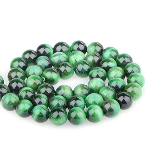 Bymitel 90 pcs Round Loose Stone Beads Gemstone Spacers for Charm DIY Jewelry Making 15.5" per Strand 4mm (Green Tiger's Eye, 4mm) - color: Green Tiger's Eye, size: 4mm