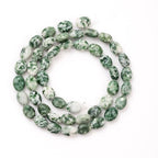 6×8mm Natural Green White Sodalite Gemstone Loose Beads Flat Oval Healing Crystal Loose Stone Beads for Jewelry Necklace Bracelet Earring Craft - color: Green White Sodalite