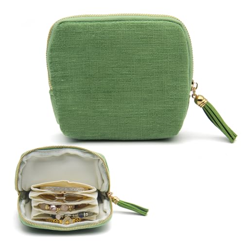 Small Travel Jewelry Case, Mini Jewelry Box, Purse Organizer Pouches for Travel and Everyday Jewelry Organizer Storage (Grass Green) - color: Grass Green