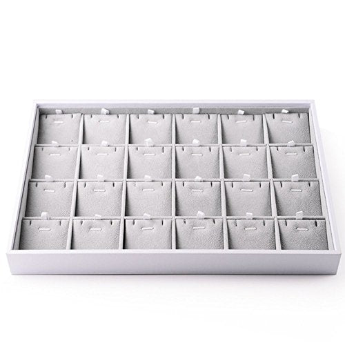 Oirlv Velvet Stackable Jewelry Trays Pendant Display Organizer Storage Tray (24 Grids Pendant) - size: 24 Grids Pendant