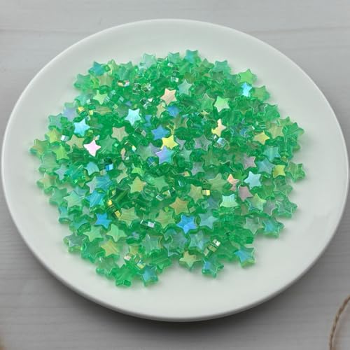 450 PCS Acrylic Star Shape Beads AB Colors Loose Pony Spacer Beads with Hole for Jewelry Making Necklace Earring Key Chains DIY Projects(Green AB) - color: Green AB