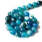 100pcs 8mm Blue Stripe Agate Beads Natural Gemstone Beads Round Loose Beads for Jewelry and Bracelets Making - color: Blue Stripe Agate, size: 8mm
