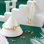 Pandahall 10 Sets Tibetan Alloy Toggle Clasps Round Toggle Clasps Connectors Bracelet Jewelry Clasp Connectors for Necklace Bracelet Jewelry Making (Light Gold)
