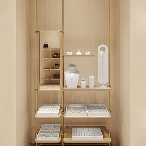 Oirlv Premium White Leather Stackable Jewelry Tray Ring Holder Organizer Showcase Ring Earring Display - color: White, size: Ring Tray