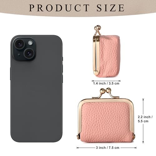 Zivyes Mini Jewelry Box Travel Small Coin Purse Organizer Case Genuine Leather Tiny Size (pink 2.9 inches long) - color: pink 2.9 inches long