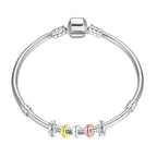 Clip Stopper Charms Sterling Silver Rondelle Spacer Bead for Bracelets (Silver) - color: Retro-Silver 2 pcs
