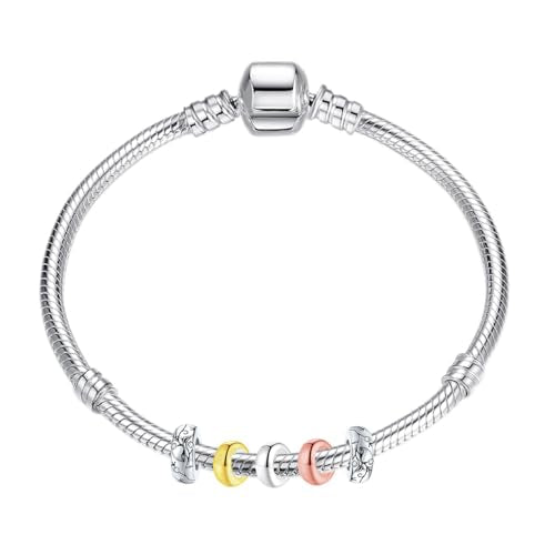 Clip Stopper Charms Sterling Silver Rondelle Spacer Bead for Bracelets (Silver) - color: Retro-Silver 6 pcs