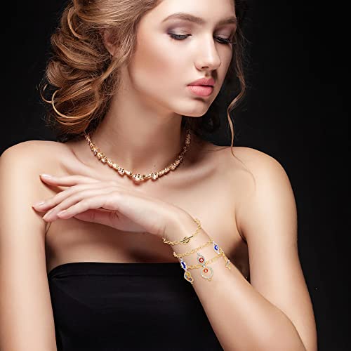 Prasacco 12 Pcs Bracelet Chains for Jewelry Making, Chain Bracelet for Women, Link Chain Bracelets with OT Toggle Clasp, Charm Bracelets for Jewelry Making (Gold) - color: Gold