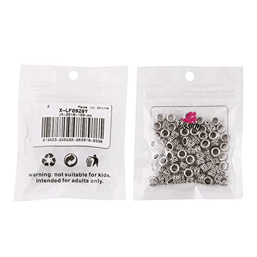 KISSITTY 100-Piece Tibetan Antique Silver European Large Hole Rondelle Spacer Beads 6mm With 3.5mm Hole for DIY Jewelry Craft Making