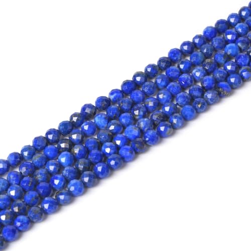 3mm Lapis Faceted Gemstone Round Loose Beads Strand 15.5-16" DIY Jewelry Making - color: Lapis