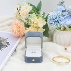 Jewelry Ring Box Small Travel Jewelry Box, Velvet Wedding Ring Box for Business, Engagement, Wedding, Bridesmaid and Mother's Day - Lake blue - color: Ring Box-Lake blue