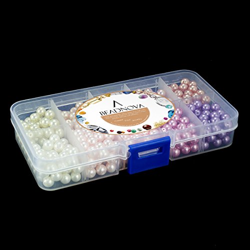 BEADNOVA Satin Pearls Beads for Crafts Tiny Loose Imitation Glass Pearls for Jewelry Making (6mm, 500pcs, Multi Color) - color: 6mm 500pcs Mix Lot M01
