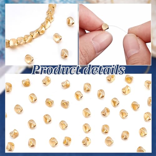 PH PandaHall 50PCS 24k Gold Plated Triangle Brass Spacer Beads, 4.5mm Smooth Metal Beads for Summer Bracelet Necklace DIY Crafts, Hole: 1.8mm - color: 24K Gold