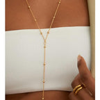 14K Gold Plated Body Chains for Women, Sexy Layered Belly Waist Chain Crossover Bikini Bra Chain, Summer Beach Rhinestone Body Jewelry - style: Gold Beads