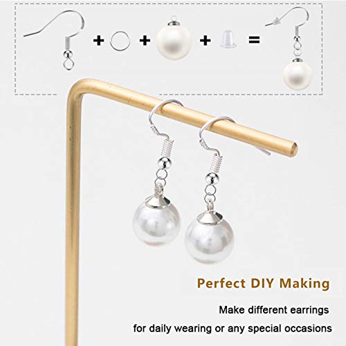 925 Sterling Silver Earring Hooks 150 PCS/75 Pairs,Ear Wires Fish Hooks,500pcs Hypoallergenic Earring Making kit with Jump Rings and Clear Silicone Backs Stoppers (Silver) - color: Silver, size: 500pcs