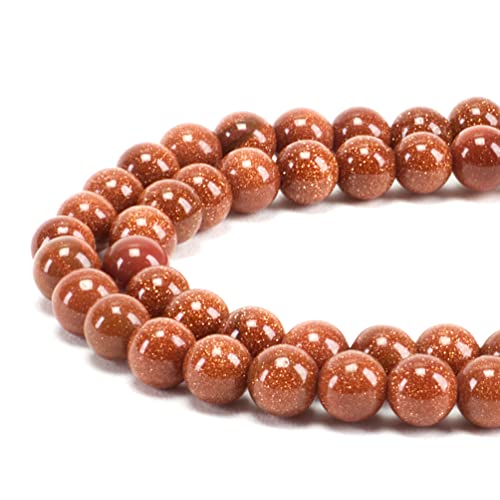 Cherry Tree Collection | 100PCS Gemstone Round Beads for Jewelry Making | Includes Storage Box, Elastic String, and Needles - color: goldstone, size: 6mm