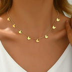 Gold Chain Necklace for Women 18K Gold Plated Dainty Star Cross Heart Cuabn Choker Chains Stainless Steel Trendy Jewelry Christmas Gifts - color: Tiny Butterfly