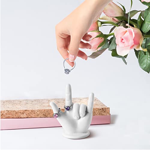 PUDDING CABIN Mothers Day Gifts for Mom Wife, Hand Ring Holder - I LOVE YOU - Wedding Ring Stand, Rings Display, Rings Organizer, Birthday Engagement Gifts for Women, Men, Couple, Home Decor - style: I Love You