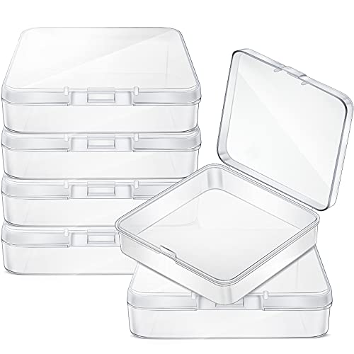 Jetec 6 Pieces Mini Plastic Clear Beads Storage Containers Box for Collecting Small Items, Beads, Jewelry, Business Cards, Game Pieces, Crafts (3.3 x 3.3 x 1.1 Inch) - size: 3.3 x 3.3 x 1.1 Inch