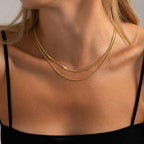 Freekiss Women's Layered Necklace Set - 3 Piece Dainty Gold Jewelry for Everyday Stacking | 14K Gold Plated Snake Chain, Rope Chain, Cuban Chain | Adjustable Length 14-18.5 Inch | Gift Ready - color: Gold, style: Layer 3mm Snake+Rope Chain