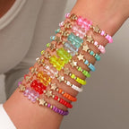 Friendship Bracelets Boho Stackable Bracelets for Women Surfer Heishi Clay Bead Bracelets Stretch Preppy Bracelets Colorful Boho Bracelets for Women - color: 10pcs Candy Bear