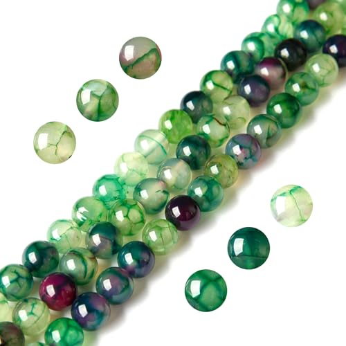 100pcs 6mm Green Dragon Vein Agate Beads Natural Gemstone Beads Round Loose Beads for Jewelry Making - color: Green Dragon Vein Agate, size: 6mm