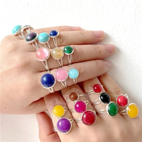 20pcs 16mm Natural Stone No Hole Tiger's Eye Semicircle Smooth Cabochons Beads for Jewelry Making Rings Earrings Necklace Bracelet DIY Crafts - color: Tiger Eye, size: 16mm