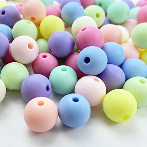 Jmassyang Candy Color Acrylic Round Frosted Beads Assorted Candy Color Mix Plastic Pastel Matte Loose Spacer Mixed for Jewelry Making Bracelets Necklaces DIY Crafts (12mm-250pcs) - size: 12mm-250pcs