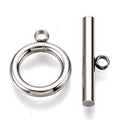 Craftdady 100 Sets Stainless Steel Round Toggle Clasps T Bar Closure Ring End Clasps for Bracelet Necklace Making - color: Stainless Steel Color, 15x12mm