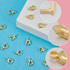 Beebeecraft 1 Box 30Pcs Heart Lobster Clasps 18K Gold Plated Brass Lobster Claw Jewelry Bracelet Clasps Connector with Jump Ring for Valentine's Day DIY Craft Jewellery Making, Small 0.4x0.28in - color: Gold