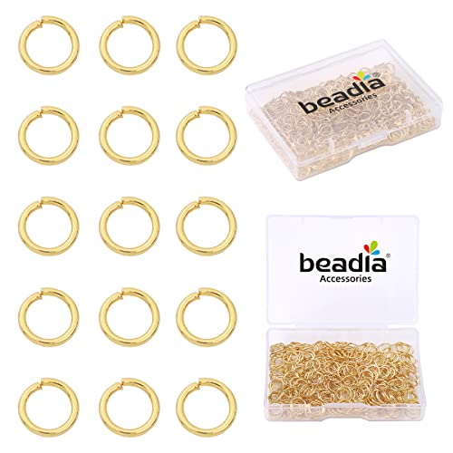 BEADIA 14K Gold Plated Jump Rings Non Tarnish 7mm 300pcs for Jewelry Making Findings - color: 14K Gold, size: 0.7x7mm