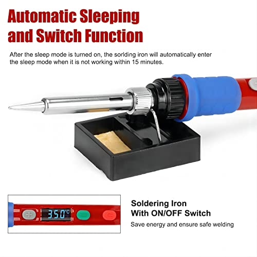 Soldering Iron Kit, 90W 110V LED Digital Soldering Iron with Ceramic Heater, Adjustable Temperature Soldering Welding Iron Kit, Auto-sleep, Thermostatic Design - color: 90w-16-in-1