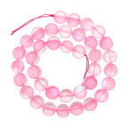 uxcell Matte Crystal Glass Beads 10mm Synthetic Frosted Shining Semi-Precious Round Loose Beads Synthetic Moonstone for Jewelry Making DIY Bracelet, Pink - color: Pink, size: 10mm