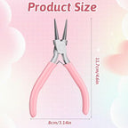 Round Nose Pliers for Jewelry Making 5 Inch Precision Jewelry Pliers Stainless Steel Chain Nose Plier Jewelry-Making-Tools for DIY Crafts Hobby Projects (Pink) - color: Pink