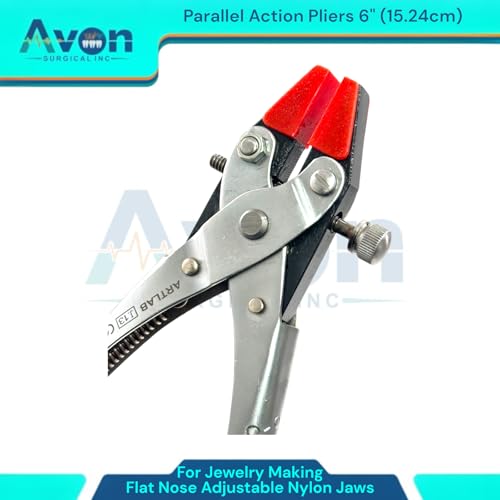 Adjustable Double Nylon Flat Nose Jaws & Non-Adjustable + Smooth Chain Nose – Uniform Pressure to Provide a Consistent Grip – Textured Metal Handles - Tool for Jewelry Making (3 Pack Bundle)