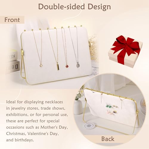 Mornajina 14 x 10 inches Velvet Necklace Display Stands for Selling, Large Metal Necklace Organizer Holder Stand Chain Jewelry Display Stand (Beige, 1 Pack) - color: Beige