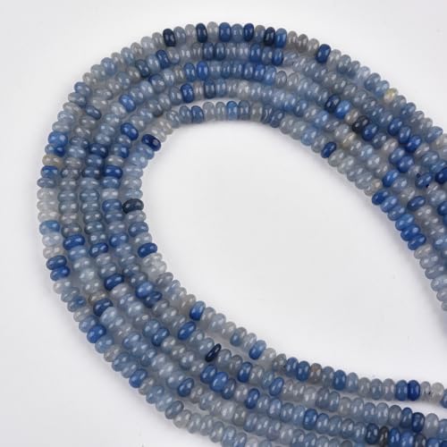 160pcs 4x2mm Natural Blue Aventurine Disk Rondelle Spacer Stone Semi Precious Gemstone Loose Beads for Jewelry Making 15 Inch - color: Blue Aventurine